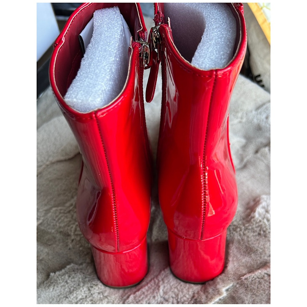 Red Patent Leather Ankle Boots - Picture 4 of 8